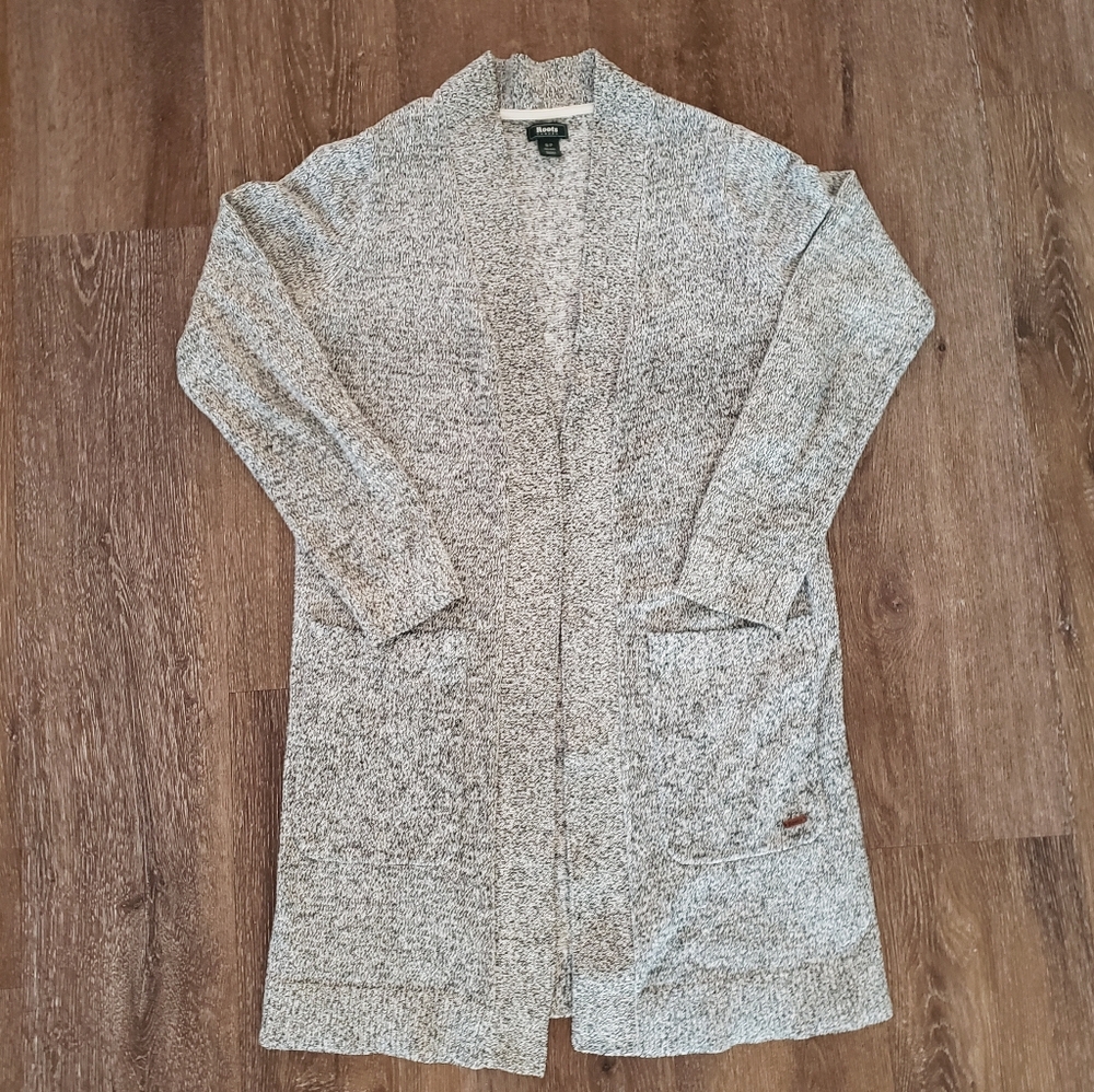 Roots Grey Open Front Heathered Knit Cardigan For Women, Size Small